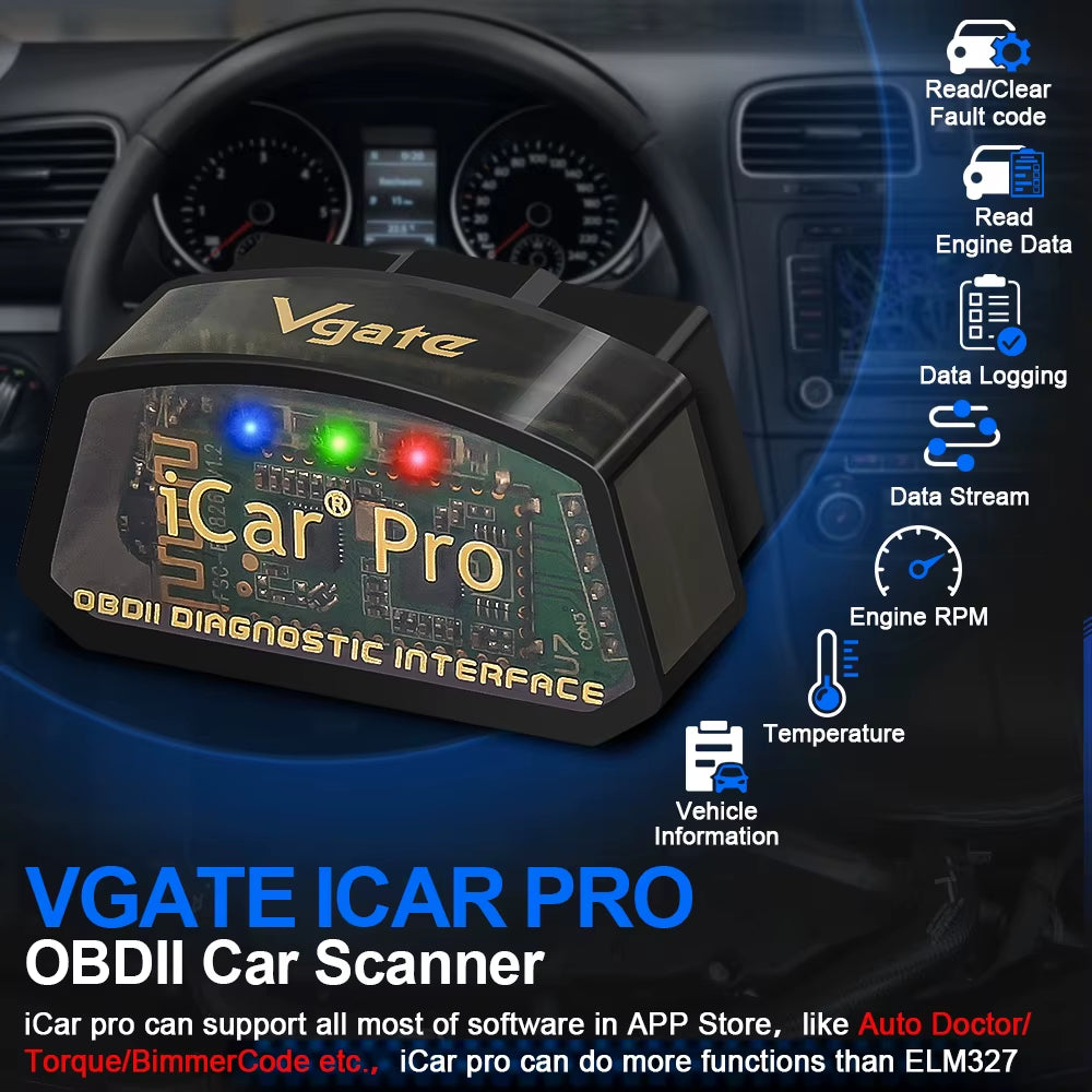 Vgate Icar Pro Elm327 V2.3 OBD 2 OBD2 Car Diagnostic Tool WIFI Bluetooth 4.0 for IOS Scan Tool ODB2 Auto Scanner PK ELM 327 V1 5