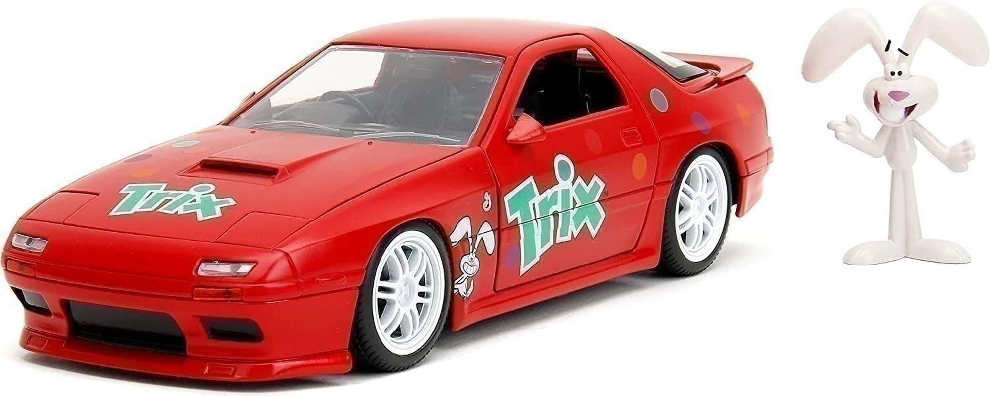 General Mills Trix 1:24 Scale 1985 Mazda RX-7 Die-Cast Model Car with 2.75" Trix Rabbit Figurine