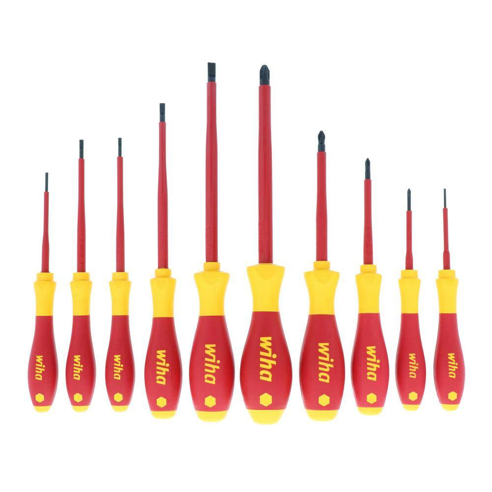1000-Volt Insulated Soft Finish Screwdriver Set, Slotted and Phillips (10-Piece)