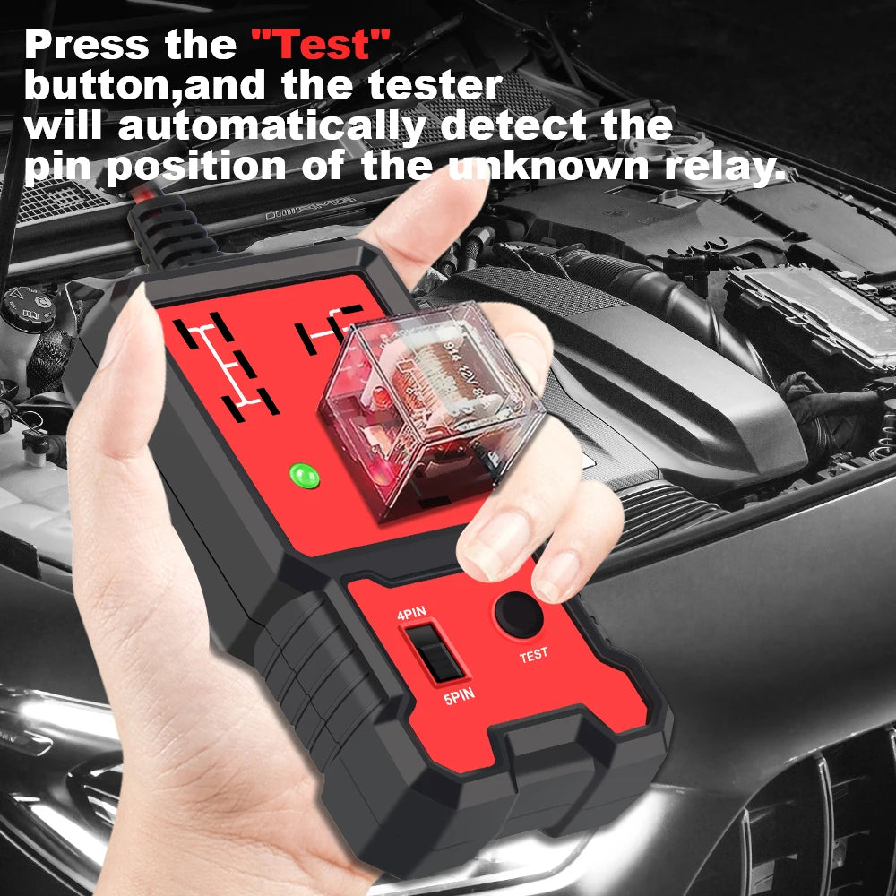 Universal 12V LED Battery Voltage Tester and Relay Checker for Automotive Use