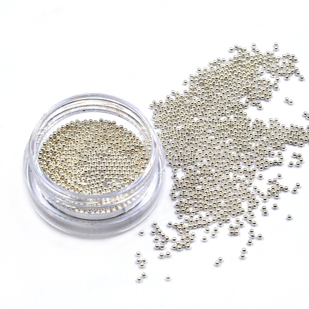 2Pcs Metallic Caviar Nail Beads in Gold & Silver - Perfect for 3D Nail Art Decoration!