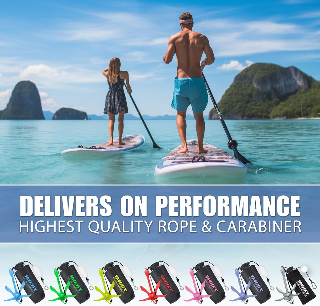 Best Marine and Outdoors Kayak Anchor, 3.5 Pound Anchor System Kit for Kayaks, Canoes, SUP Paddle Boards & Jet Skis, Fishing, Boating & Kayaking Accessories