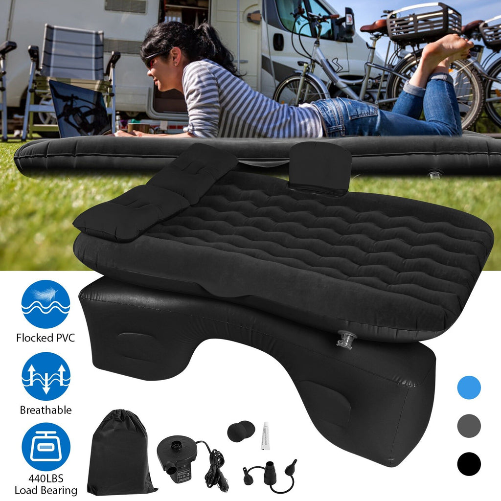 Inflatable Travel Car Mattress with Air Bed for Back Seat Comfort, Includes Two Pillows and Pump