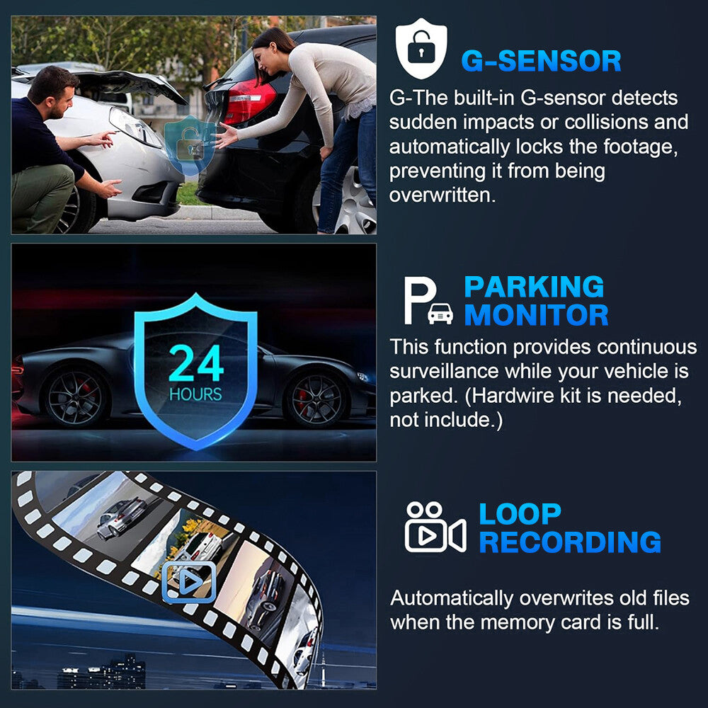 360 Degree View 4 Channel Dash Cam Front and Rear inside Left Right, Dash Camera
