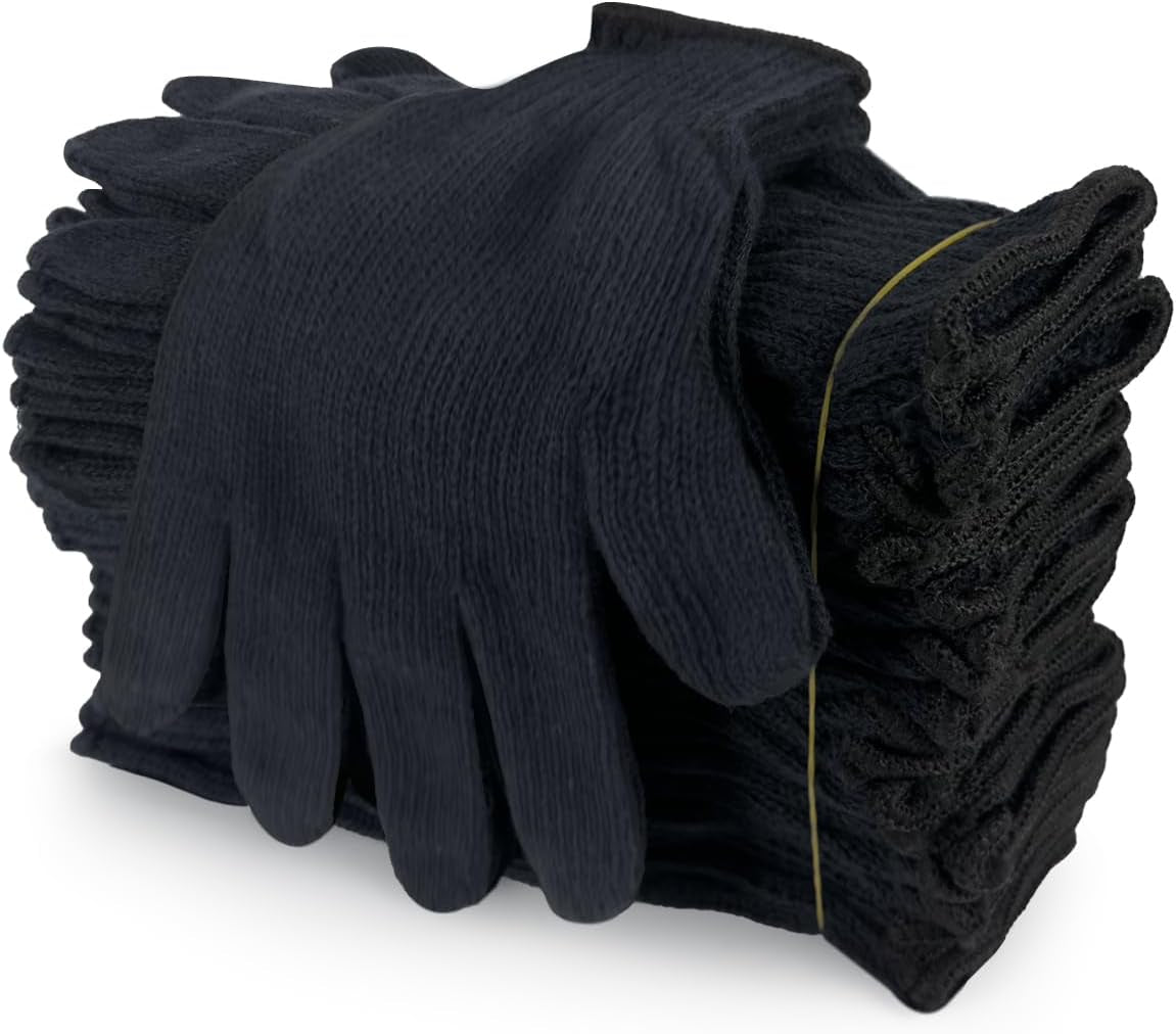 Evridwear L Size Cotton Polyester Safety Work Gloves - 12 Pairs for Painters, Mechanics, Gardeners & Construction Workers with Dotted Grip