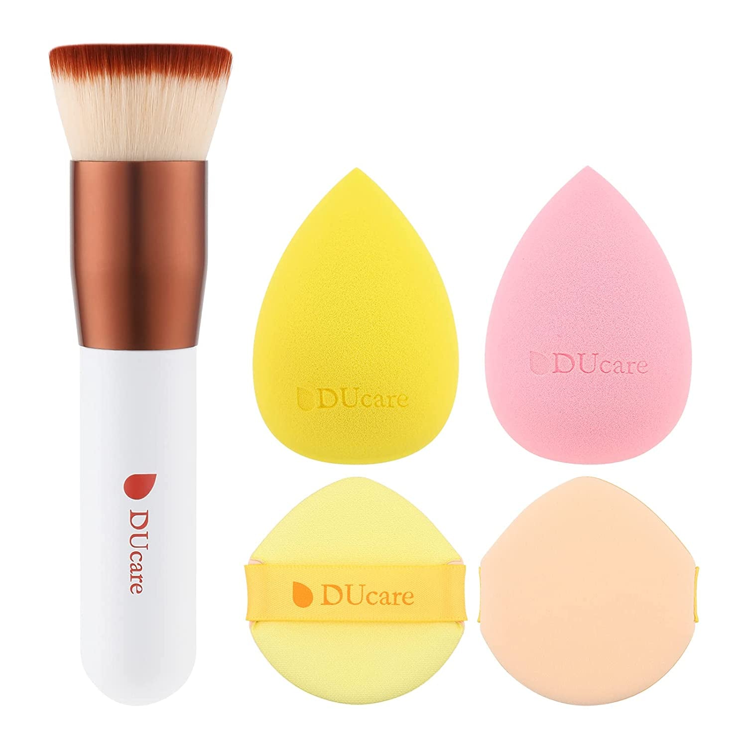 Ducare Premium Flat Top Kabuki Foundation Brush - Perfect for Liquid, Cream, and Powder Makeup - Stylish Pink Design
