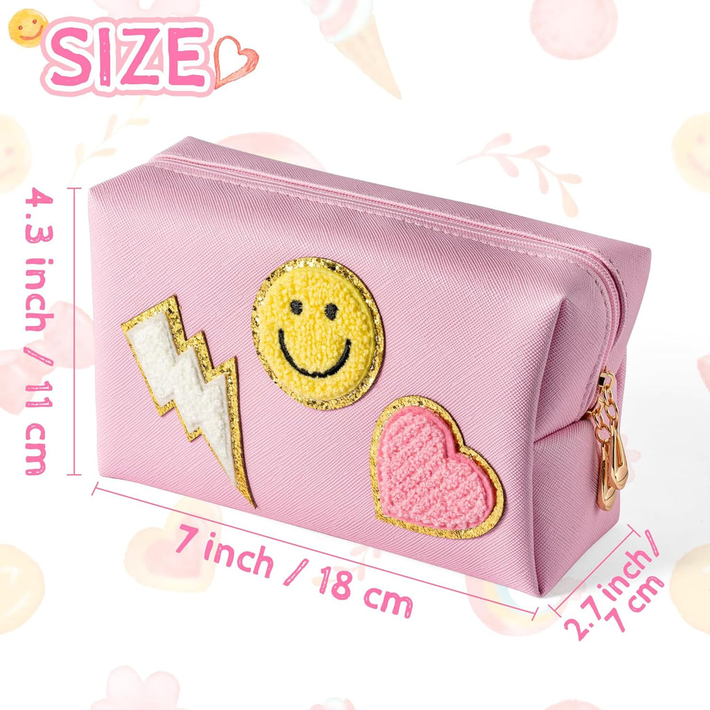 Lietoi Preppy Pink Waterproof Toiletry Bag - Stylish Portable Makeup Organizer for Women & Girls, Perfect Gift!