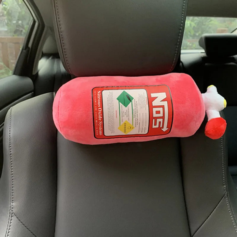 Car Seat Neck Pillow and Waist Cushion - Creative Plush Headrest in Nitrogen Cylinder Shape, Premium Car Accessories