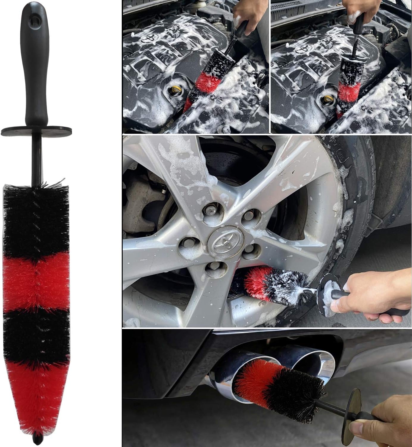 Ultimate 7-Piece Wheel & Tire Brush Set - Professional Car Detailing Kit with 17-Inch Long Soft Brush for Effortless Cleaning of Tires and Wheels
