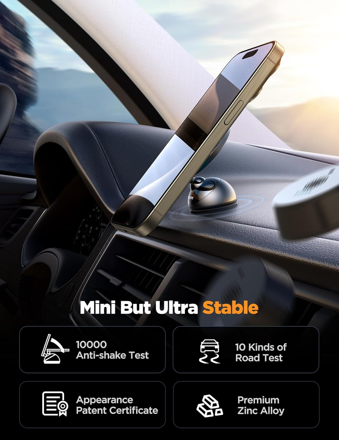 JOYROOM Magnetic Car Mount for MagSafe - All-Metal Strong Magnet Phone Holder for iPhone 16/15/14/13/12 - Perfect for Dash Installation