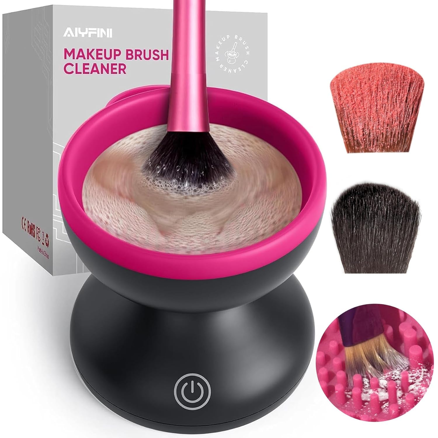 Alyfini Electric Makeup Brush Cleaner - Professional Kabuki & Foundation Brush Cleaning Tool, Perfect Gift for Women & Stocking Stuffers!