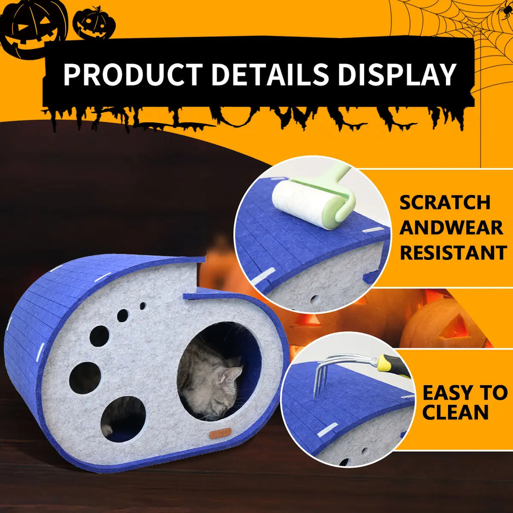 Cozy Cave Waterproof Cat Bed with Space-Saving Design - Detachable Pet Nest for Cats and Dogs