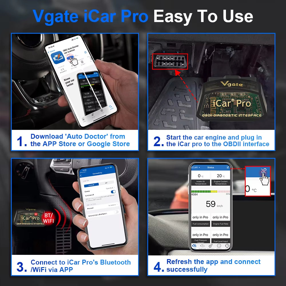Vgate Icar Pro Elm327 V2.3 OBD 2 OBD2 Car Diagnostic Tool WIFI Bluetooth 4.0 for IOS Scan Tool ODB2 Auto Scanner PK ELM 327 V1 5