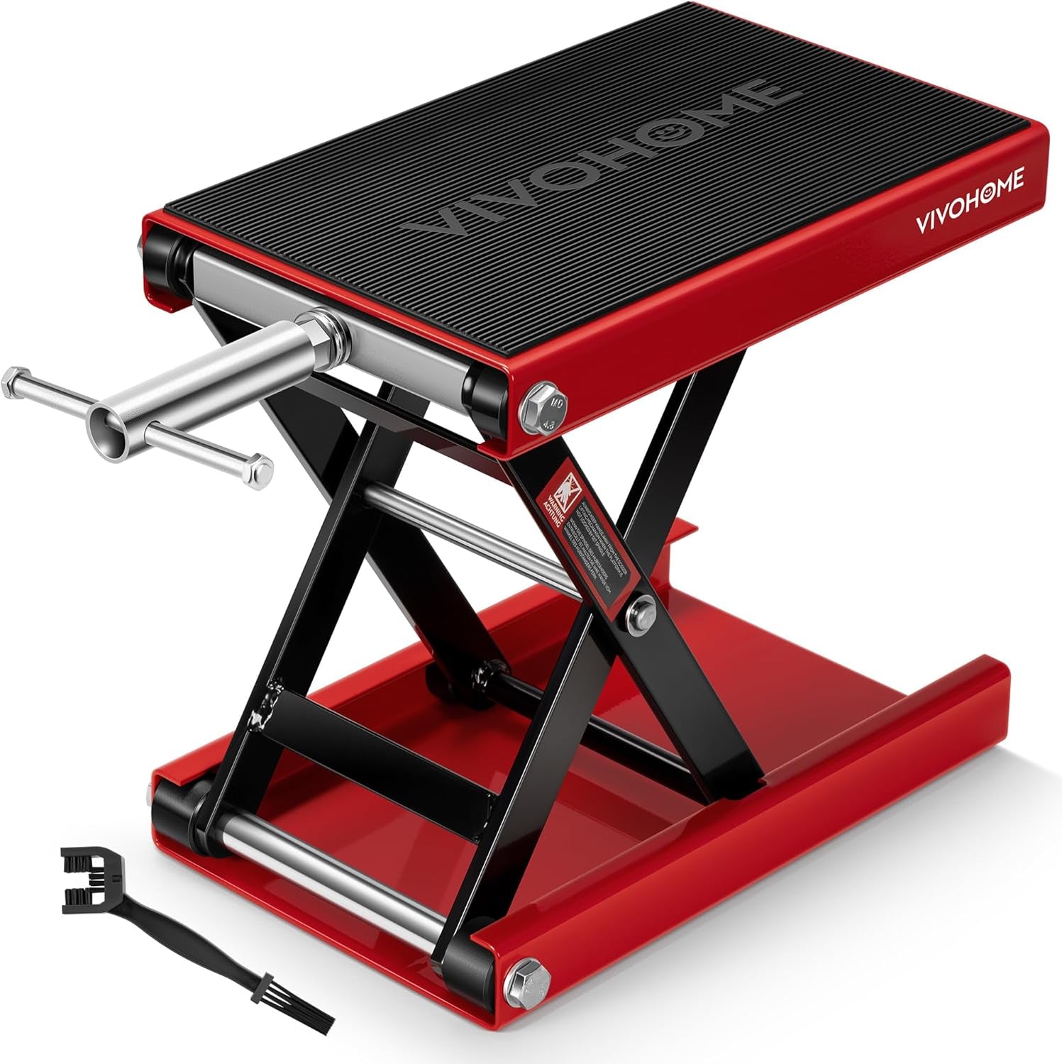 VIVOHOME 1100 LBS Heavy-Duty Motorcycle Lift Scissor Jack - Adjustable Height Hoist Stand for Cruisers, Dirt Bikes & ATVs - Durable Steel Construction in Red
