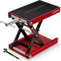 VIVOHOME 1100 LBS Heavy-Duty Motorcycle Lift Scissor Jack - Adjustable Height Hoist Stand for Cruisers, Dirt Bikes & ATVs - Durable Steel Construction in Red