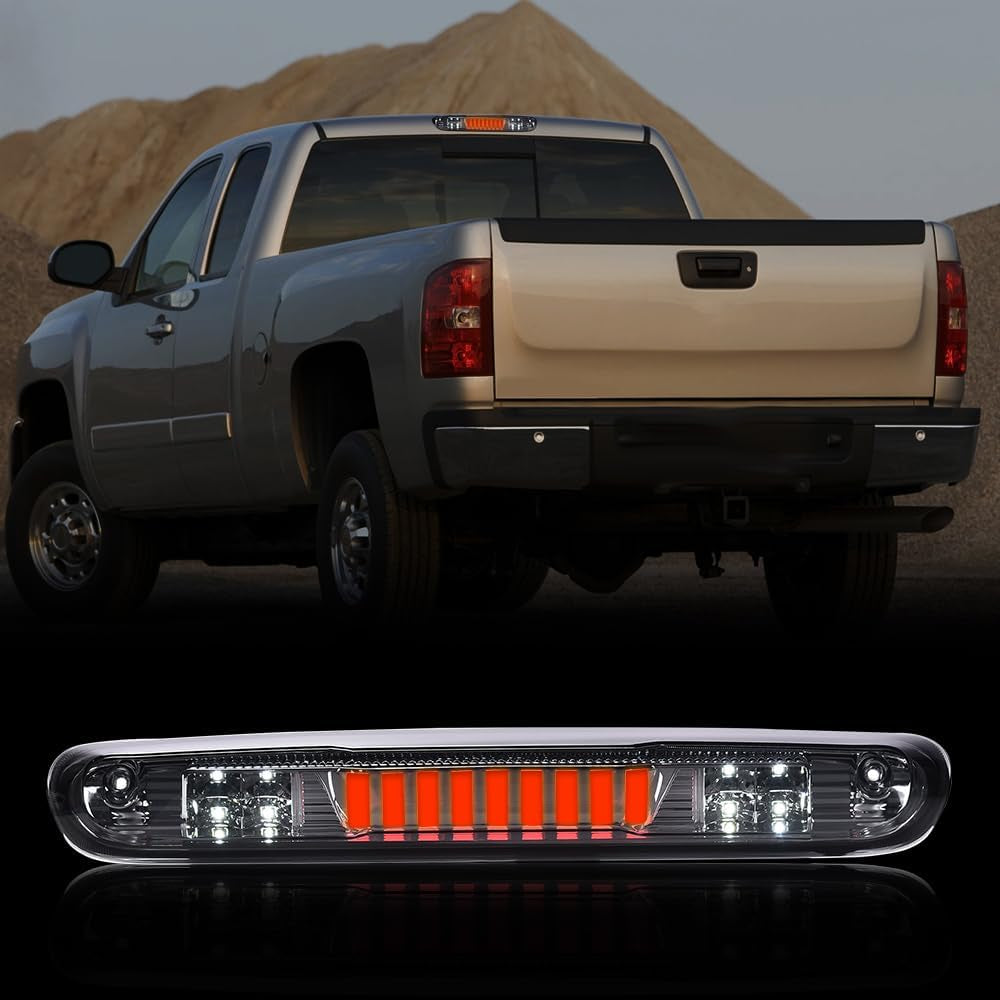 3D LED Third Brake Light for 2007-2013 Dodge Ram, Chevy Silverado, GMC Sierra - Smoky White