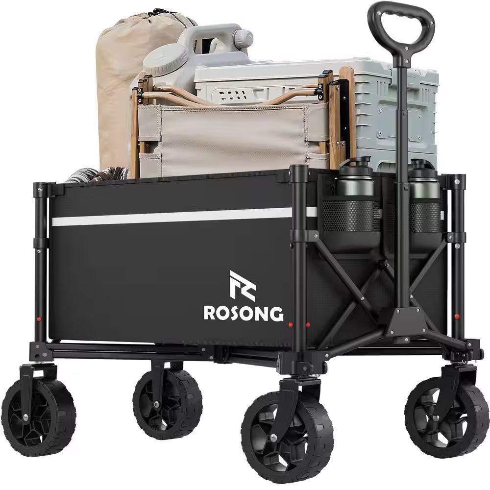 250 Lb Heavy Duty 90L Collapsible Wagon with 360° Wheels, Foldable Utility Cart for Camping, Garden and Grocery Shopping
