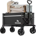 250 Lb Heavy Duty 90L Collapsible Wagon with 360° Wheels, Foldable Utility Cart for Camping, Garden and Grocery Shopping
