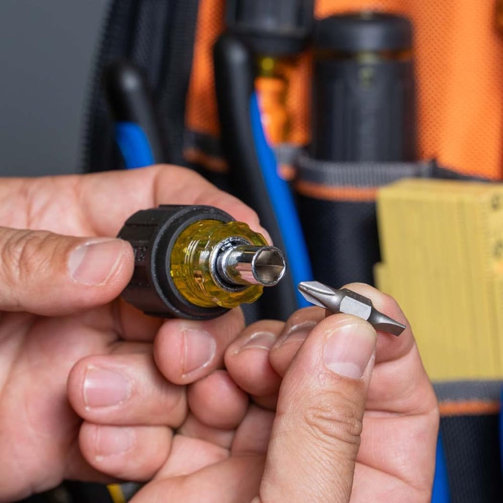 Klein Tools 32561 6-in-1 Stubby Multi-Bit Screwdriver & Nut Driver - Versatile Tool with 2 Phillips, 2 Slotted, and 2 Nut Drivers