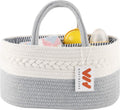 Baby Diaper Caddy Organizer, Portable Diaper Caddy Basket for Baby Boys and Girls, Cotton Rope Diaper Basket Organizer - Baby Basket with Compartments (Grey)