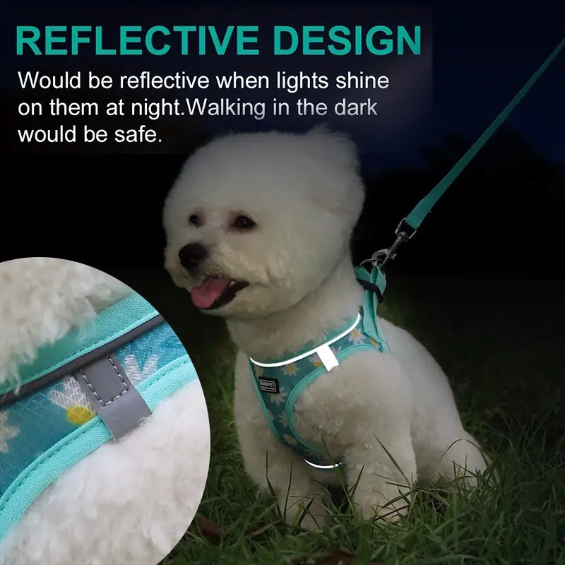 Adjustable Reflective Dog Harness and Leash Set - Durable and Breathable Safety Gear for Outdoor Walking - Pet Accessories for Dogs and Cats