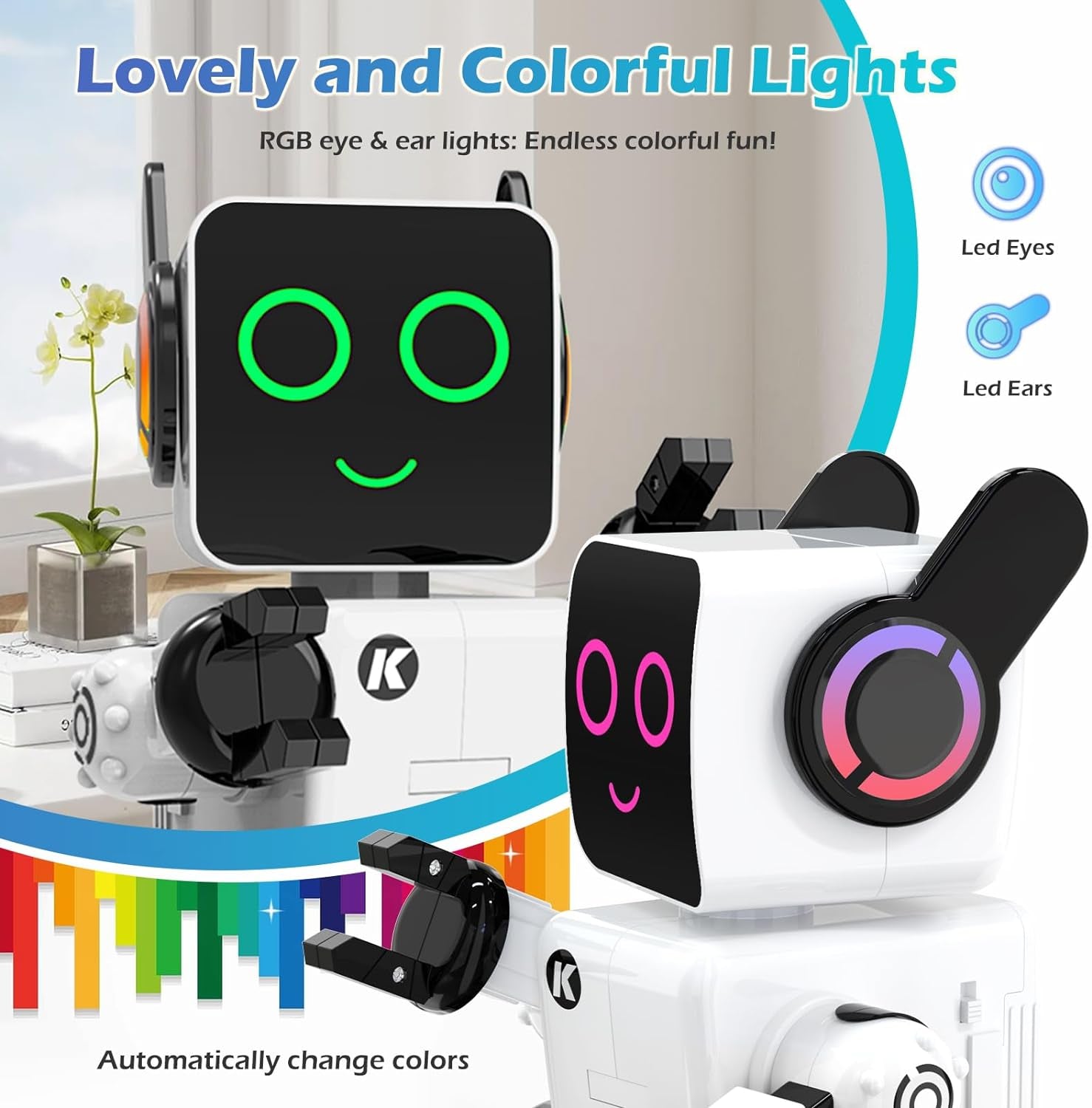 Interactive Rechargeable RC Robot Toy for Kids - LED Lights, Dancing, Speaking, and Coin Bank (White)