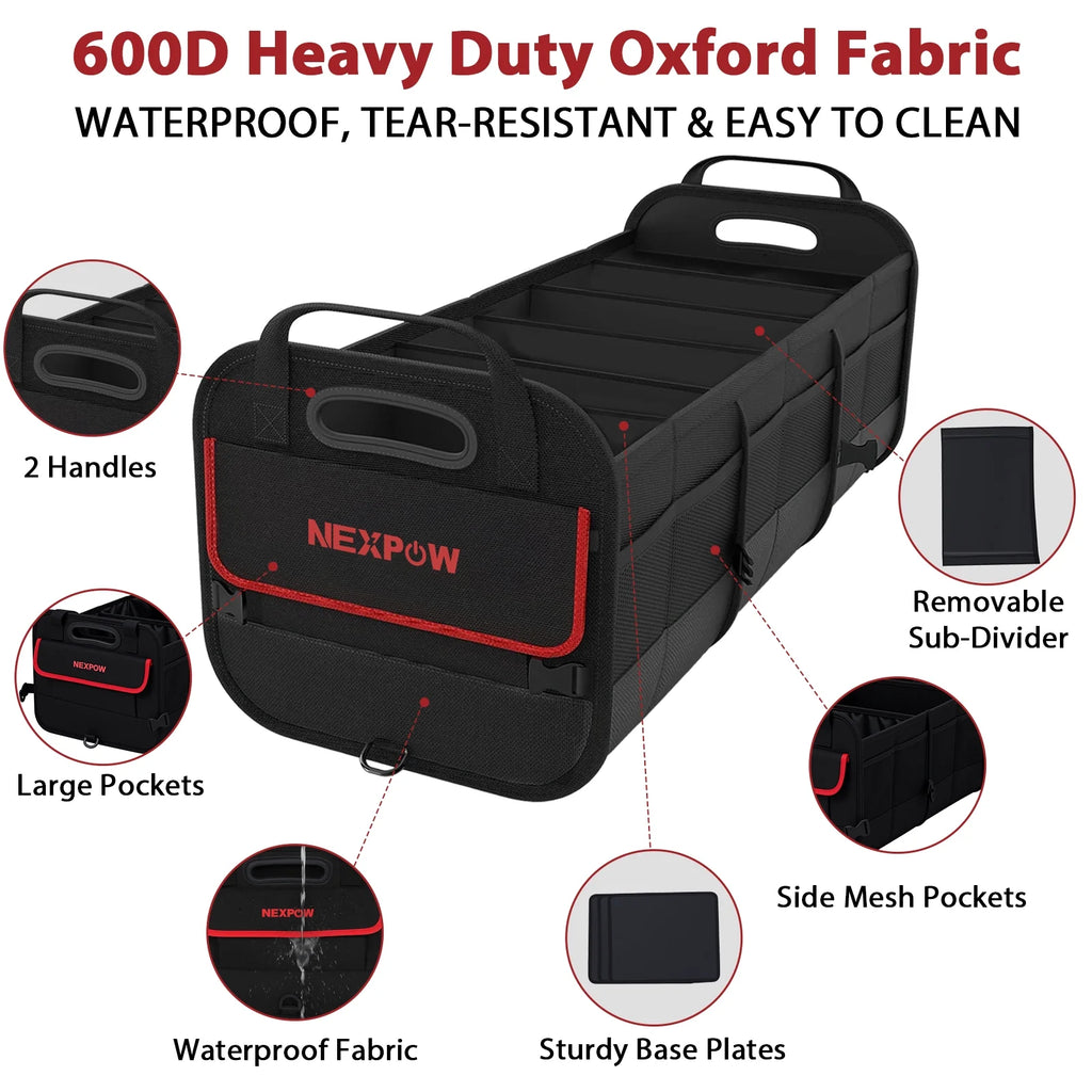 Car Trunk Organizer, 95L Collapsible SUV Organizer, Multi-Compartment, Car Storage Box with 2 Adjustable Straps for Women Men
