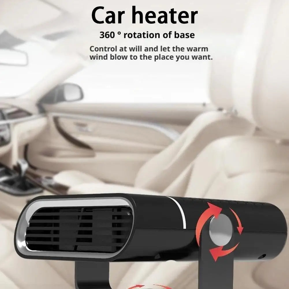 Portable 12V/24V Electric Car Heater and Defroster with Adjustable Fan for Windshield Defogging - Essential Car Accessory