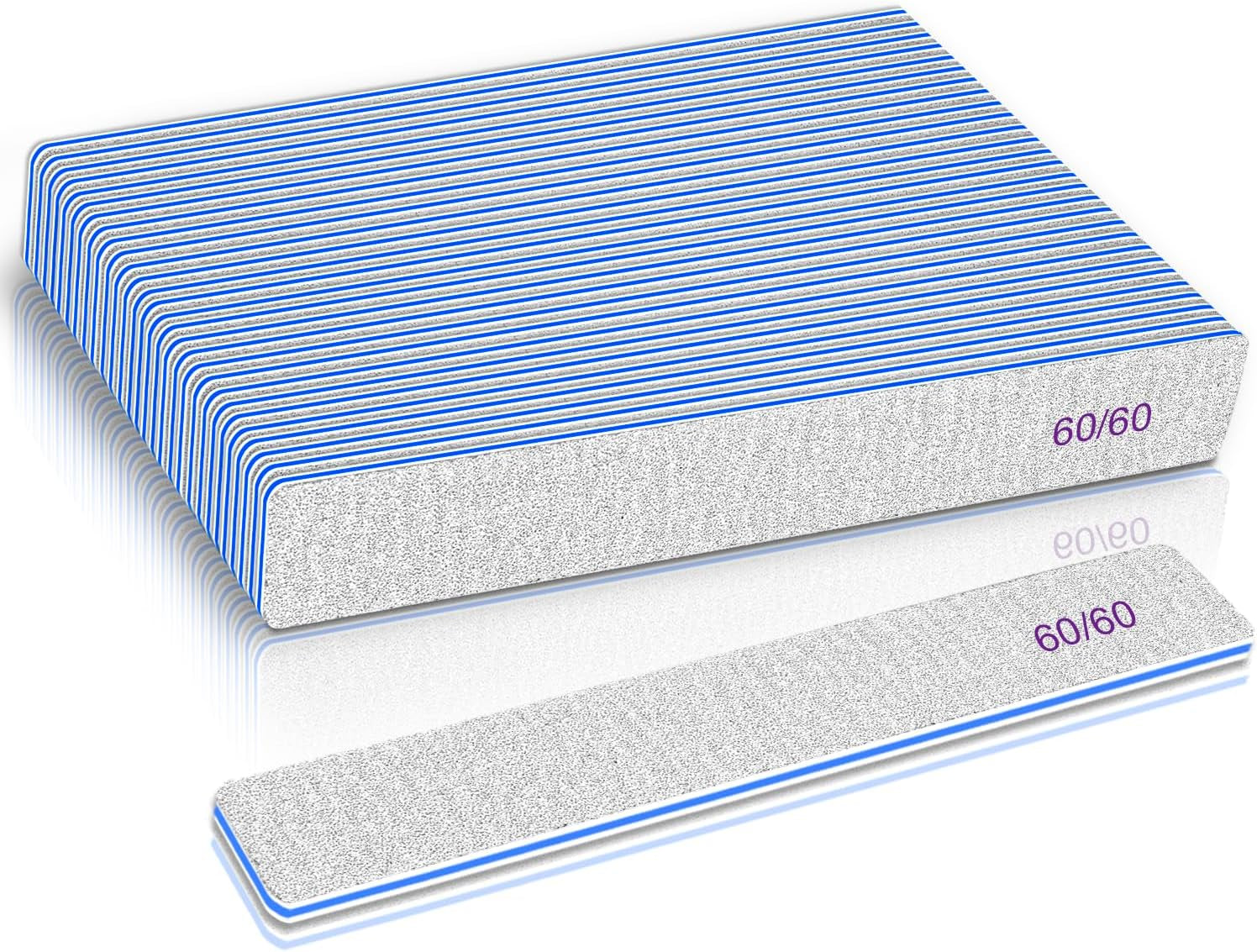 Professional 12-Piece Jumbo Nail File Set for Acrylic Nails - 80/80 Grit Emery Boards, Washable & Thick Manicure Tools for Nail Technicians