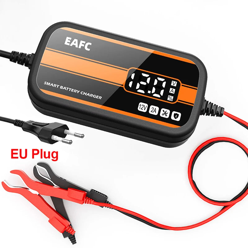 Newest 12V Car Battery Charger 2Ah-20Ah Intelligent Digital Display Lead Acid Battery Repair Charger for Car SUV Motorcycle