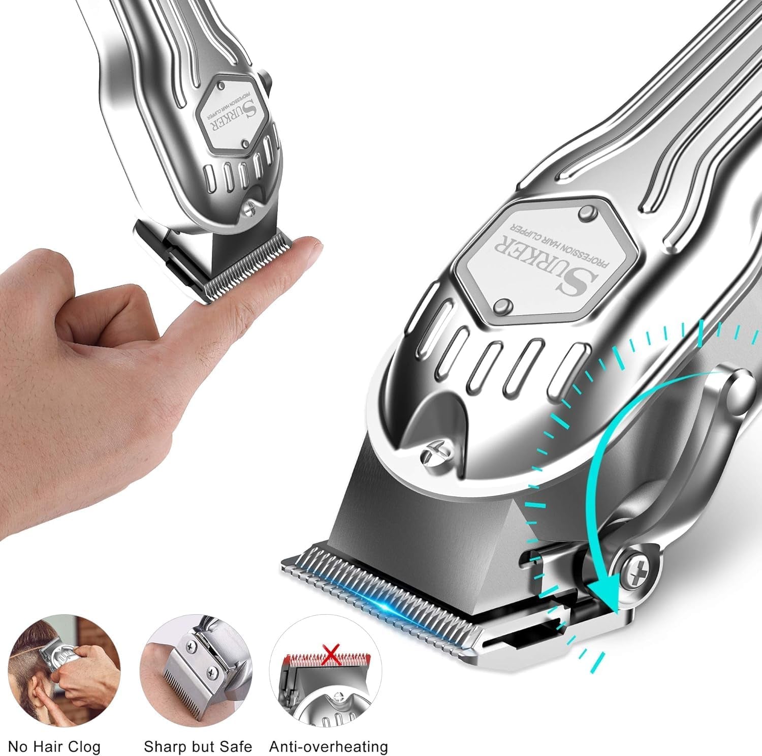 SURKER Mens Hair Clippers Cord Cordless Hair Trimmer Professional Haircut Kit for Men Rechargeable LED Display