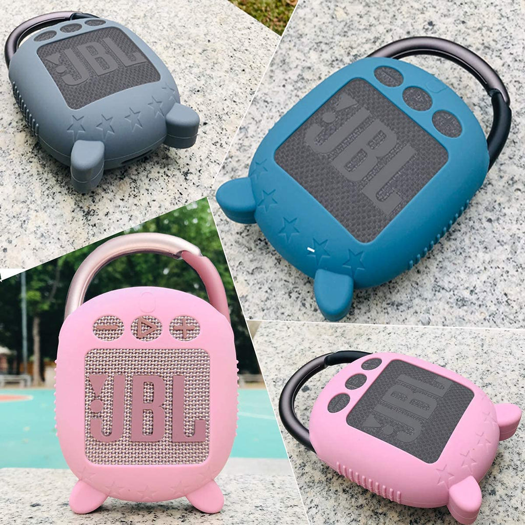JCHPINE Silicone Cover Case for JBL Clip 4 Portable Bluetooth Speaker, Protective Carrying Case for JBL Clip 4 Portable Bluetooth Speaker Stand up Holder (Grey)