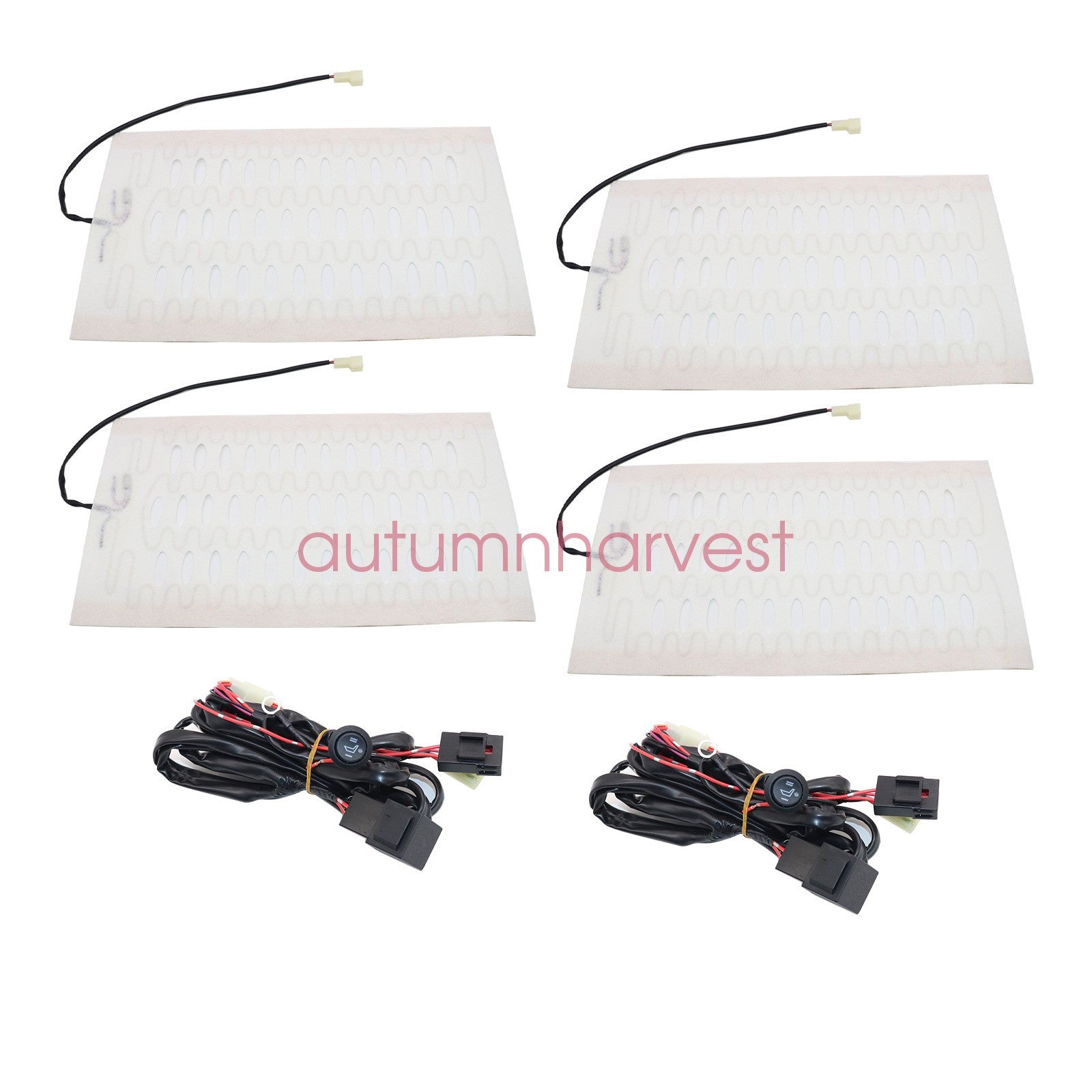 12V Universal Round Heated Seat Kit with 2 Seats and 4 Heating Pads