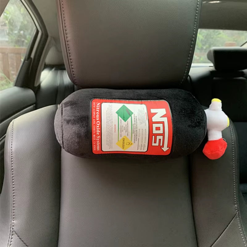 Car Seat Neck Pillow and Waist Cushion - Creative Plush Headrest in Nitrogen Cylinder Shape, Premium Car Accessories