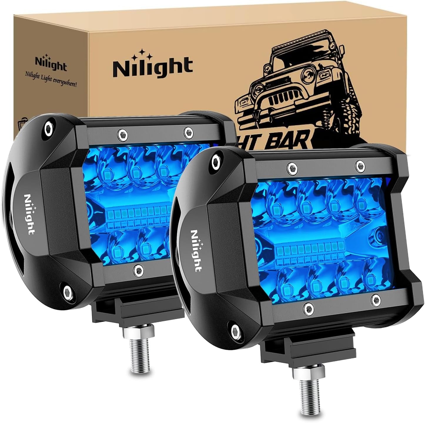 Nilight Marine LED Light Pods Navigation Lights 2PCS 4 Inch White Spot Flood Combo Ponton Boat Deck Dock Lighting for Night Fishing T-Top Stern Yacht Port Sailboat Trucks Tractors