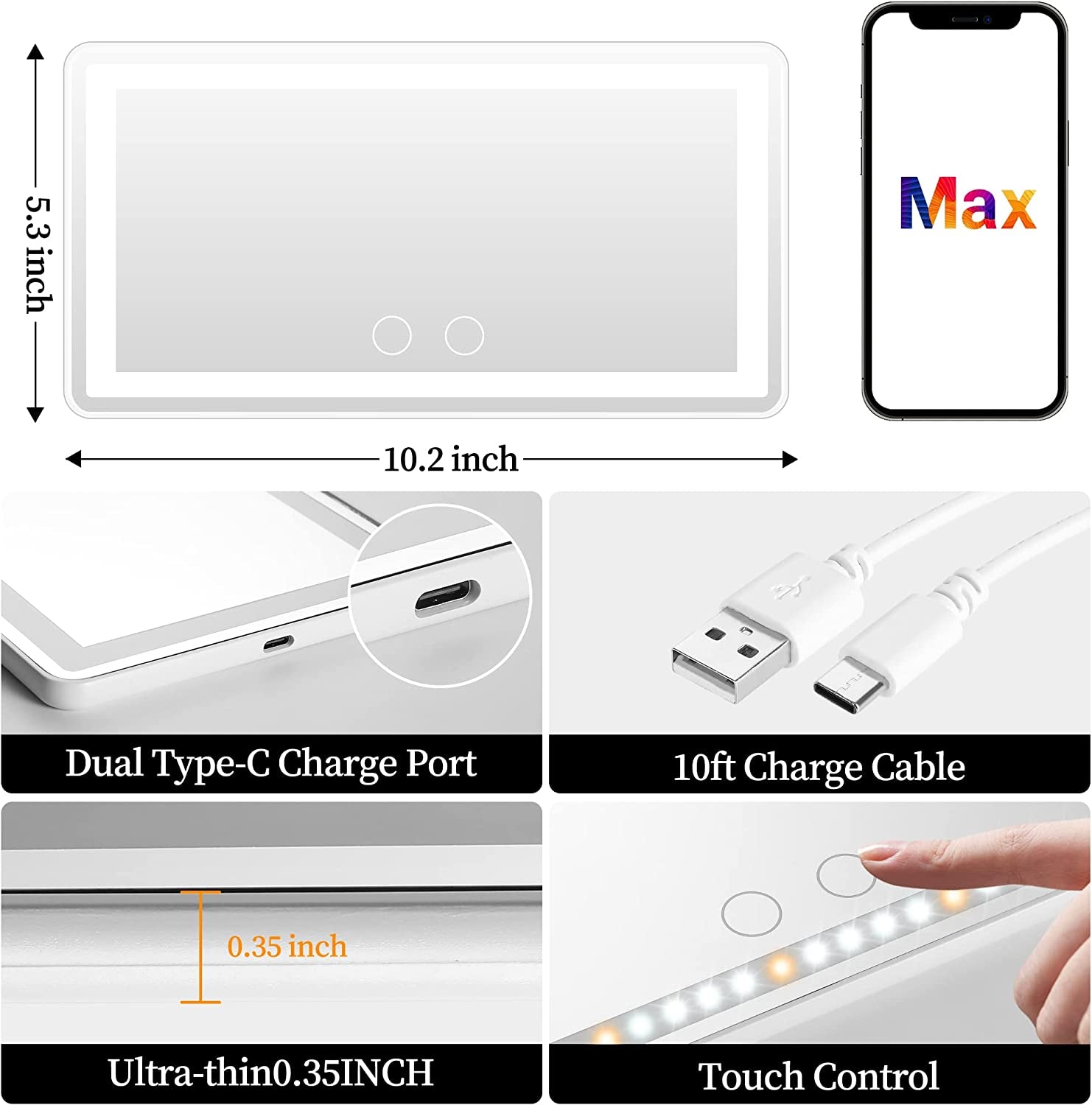 Rechargeable Car Sun Visor Vanity Mirror with Dimmable LED Lights - Perfect Makeup Accessory & Birthday Gift for Women and Girls, Universal Fit for Cars and Trucks