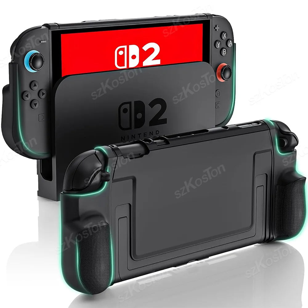 TPU Protective Case with Enhanced Grip for Switch 2 Games Console - Anti-Slip Handle Cover and Accessories