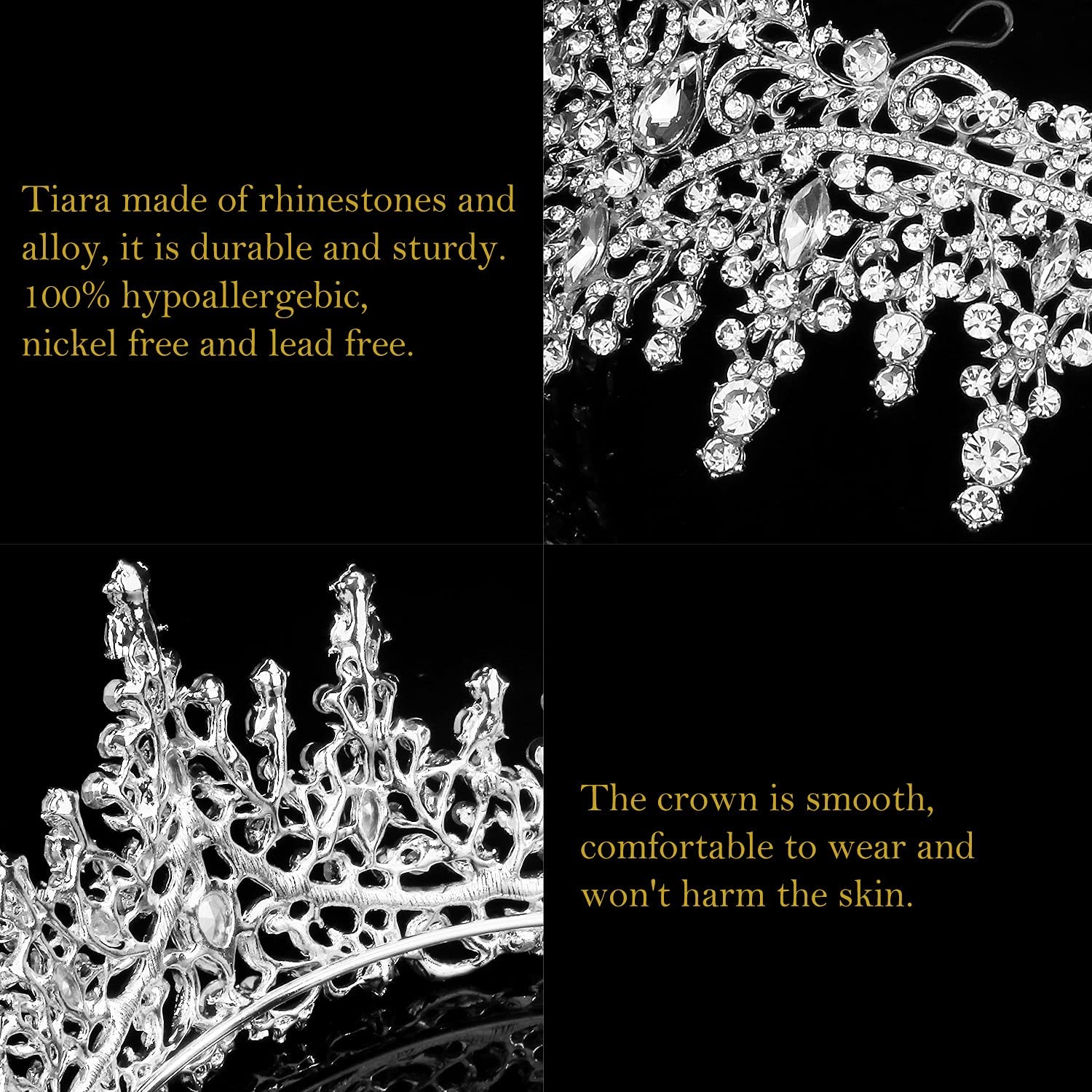 COCIDE Silver Tiara and Crown for Women Crystal Queen Crowns Rhinestone Princess Tiaras for Girl Bride Wedding Hair Accessories for Bridal Birthday Party Prom Halloween Cos-Play Costume Christmas