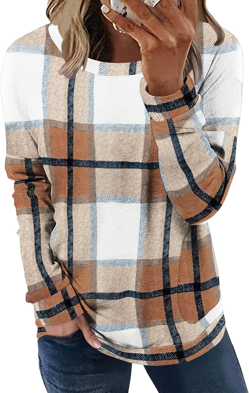 Hount Womens Casual Loose Fit Shirts Long Sleeve Comfy T-Shirts Pullover Sweatshirts with Pockets