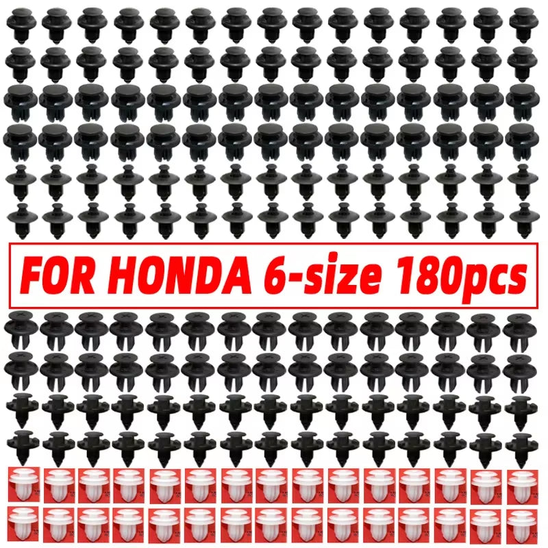 180Pcs Auto Fastener Clips & Push Retainer Pin Rivet Kit - Essential Car Accessories for Honda Civic, Accord, CR-V and More!