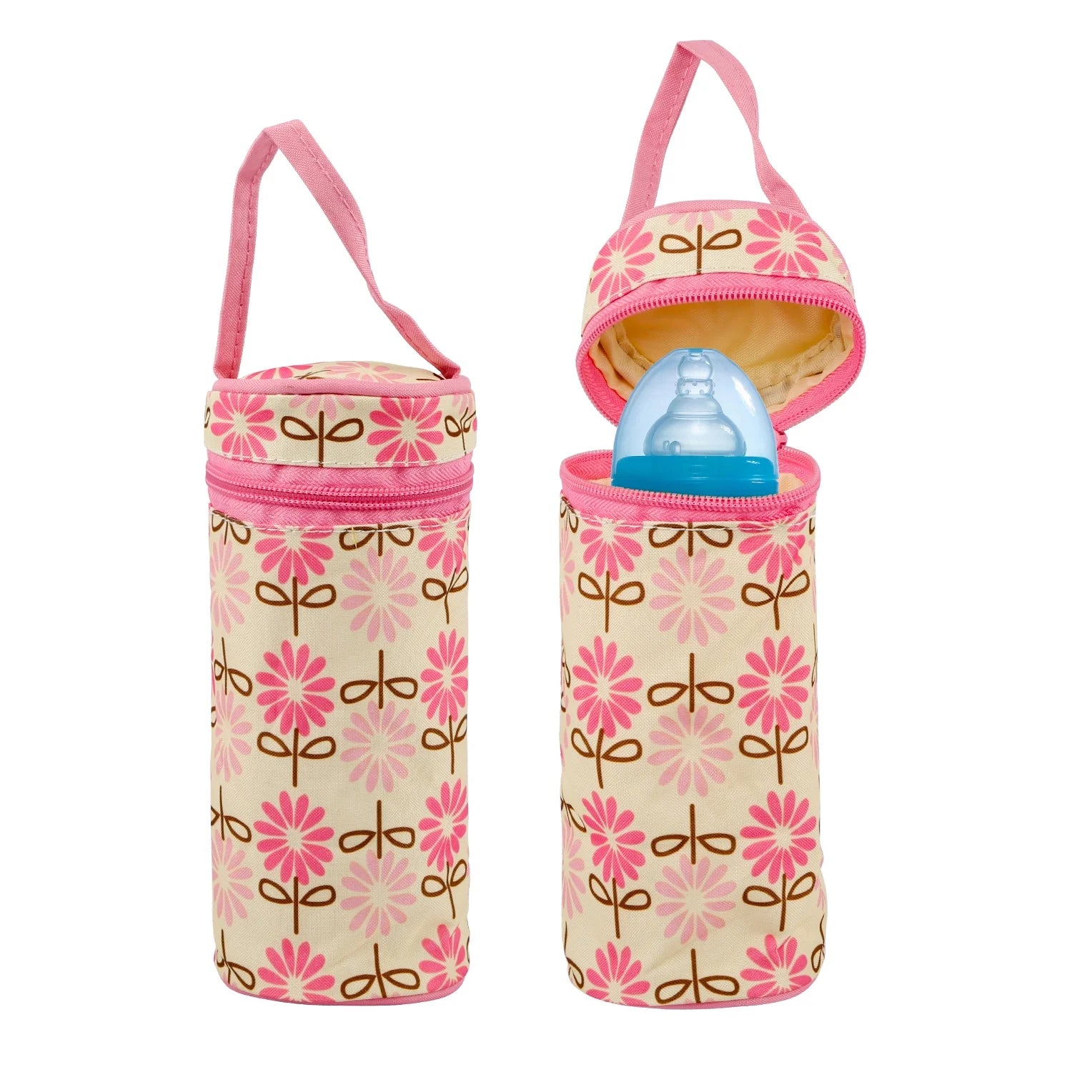 Baby Diaper Bag 5 Pcs Toddler Diaper Bag Tote Multifunction Portable Baby Bag for Boys and Girls Pink
