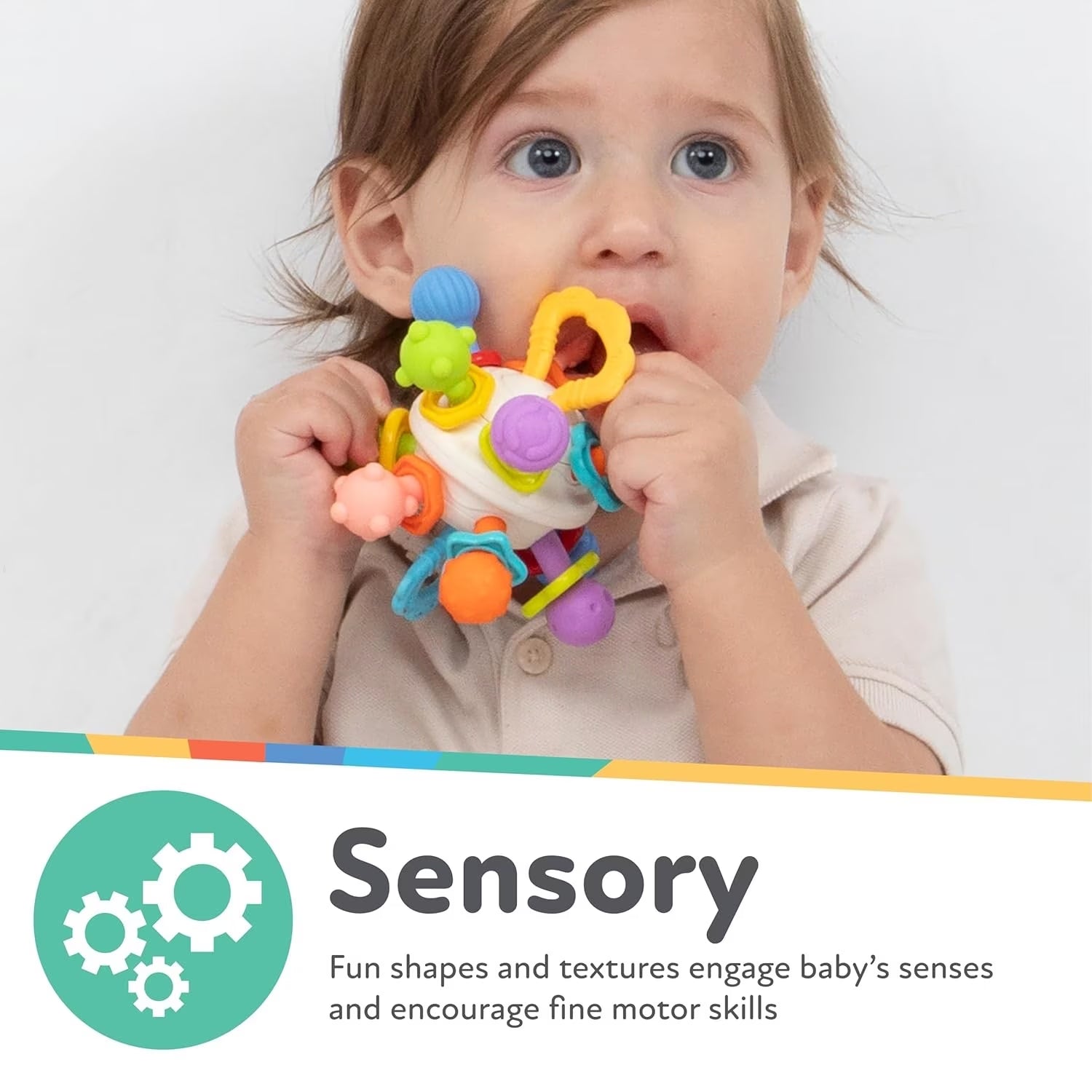 Nuby Textured Twist Ball Baby Teether Infant Toy with Colorful Rattle