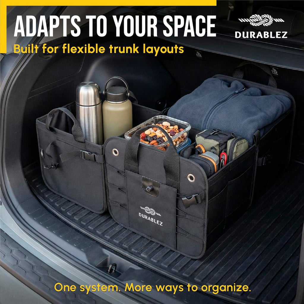 Ultimate XL 3-Section Car Trunk Organizer – Heavy Duty Foldable Cargo Storage Bin with Multi-Compartment Design – Perfect for a Clutter-Free Ride!