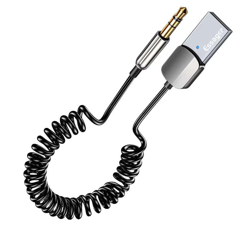 Essager Bluetooth Audio Receiver Dongle USB to 3.5Mm Jack Car Audio Aux Bluetooth 5.0 Handsfree Kit for Car Receiver BT Transmit