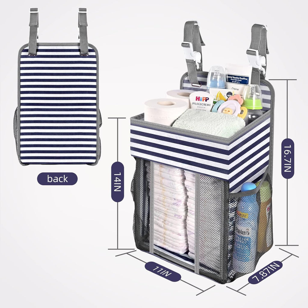 Hanging Diaper Caddy Organizer | Diaper Holder and Crib Organizer| Diaper Stacker for Changing Table, Crib, Wall & Bassinet