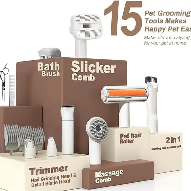 Bunfly Pet Grooming Vacuum Kit for Shedding Hair - Quiet and Efficient Grooming Tools for Cats and Dogs