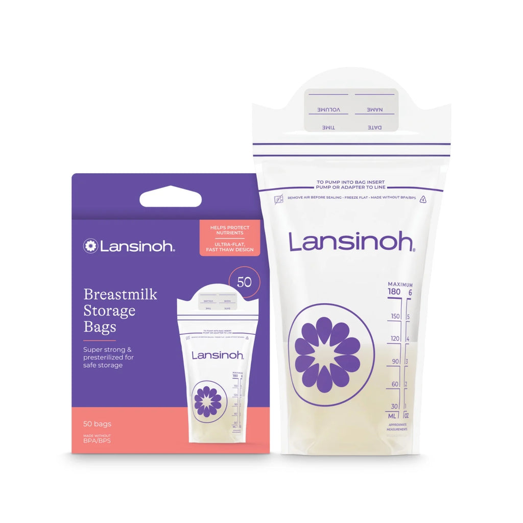 Lansinoh Breastmilk Storage Bags, Fast Freeze and Thaw, 50 Count, Baby Essentials, 6Oz