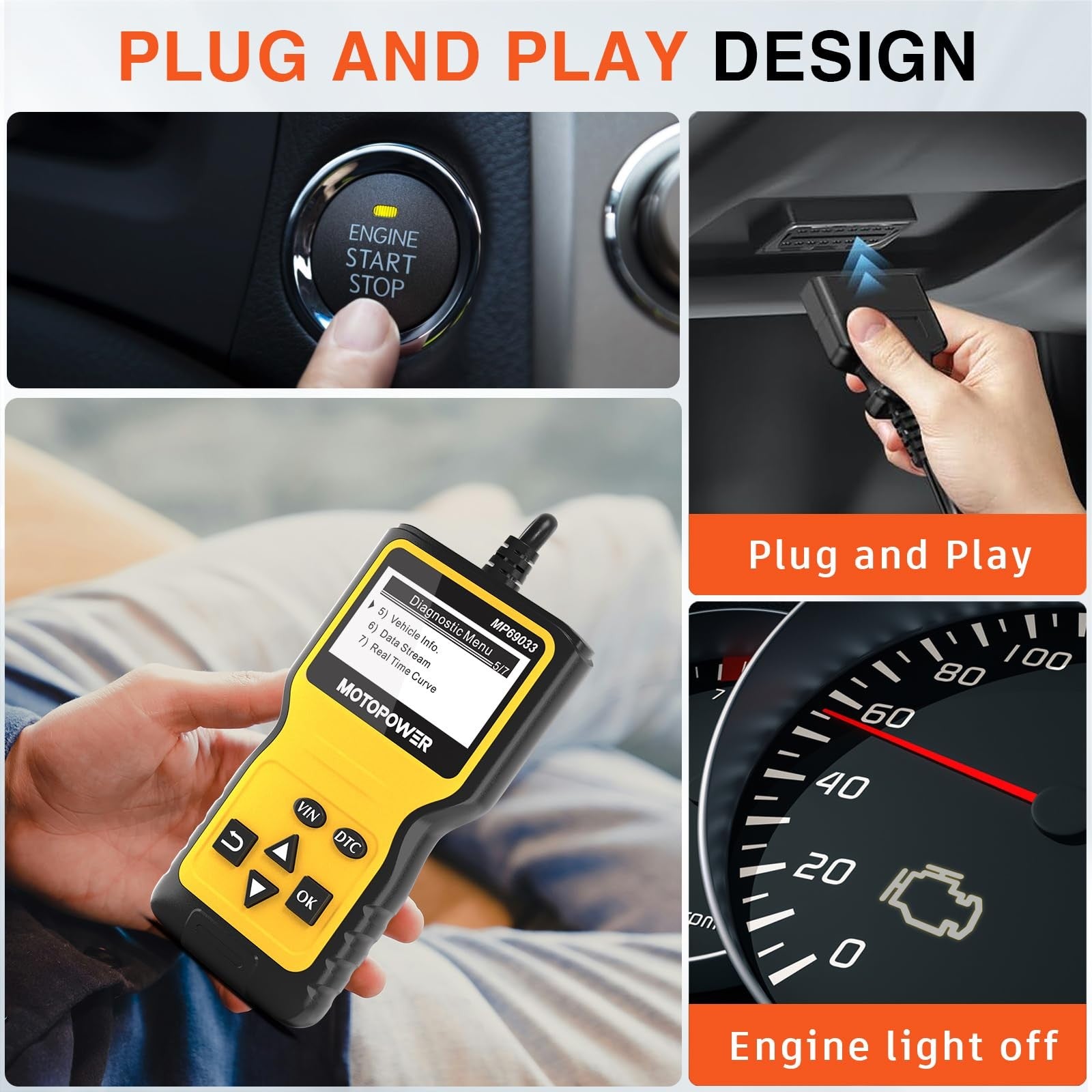 Motopower Mp69033 Car Obd2 Scanner Code Reader Engine Fault Scanner Ca