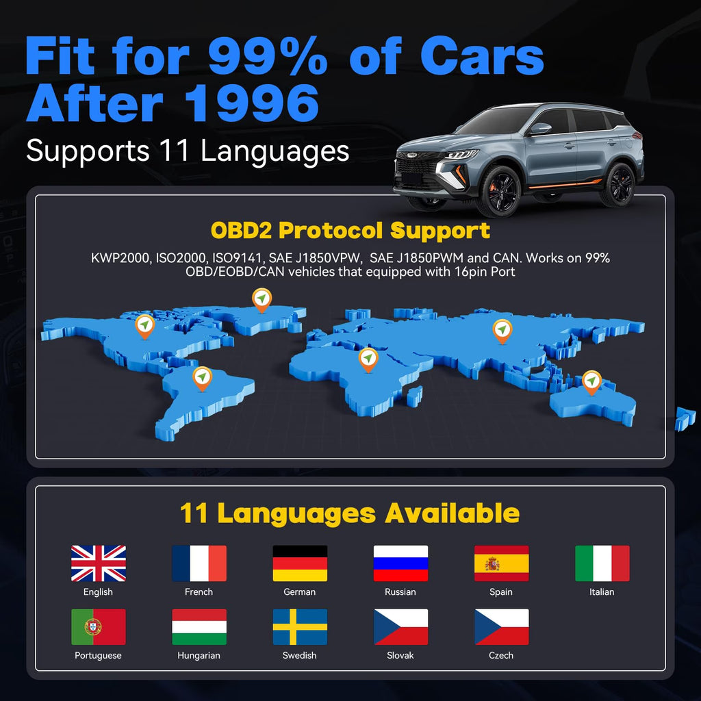 VDIAGTOOL VD30 Enhanced OBD2 Scanner, Universal Check Engine Light Car Code Reader, Auto Diagnostic Tool for All OBDII Vehicles, Free Update