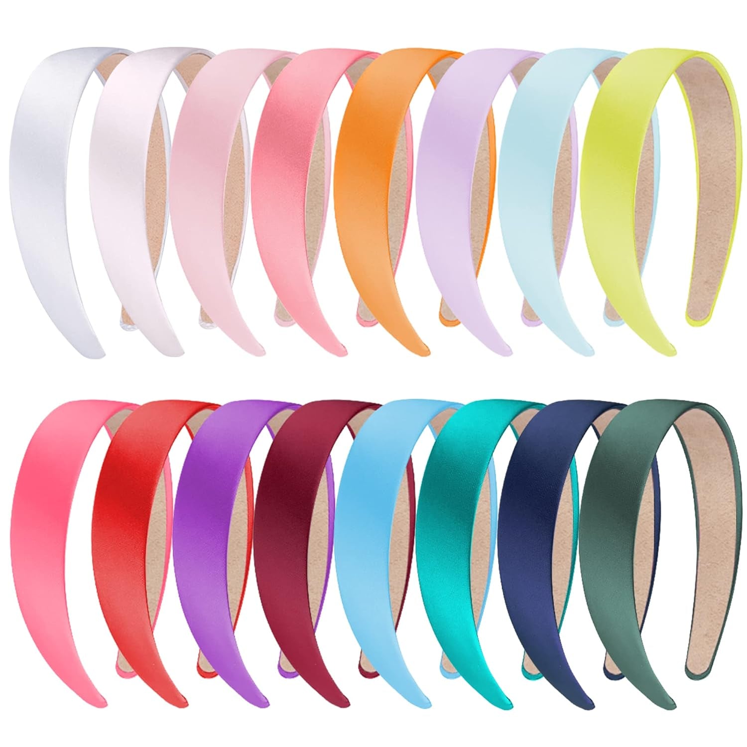 Vibrant SIQUK 16-Piece Satin Hair Accessories Set - Stylish 1-Inch Plastic-Covered Headbands for Women and Girls